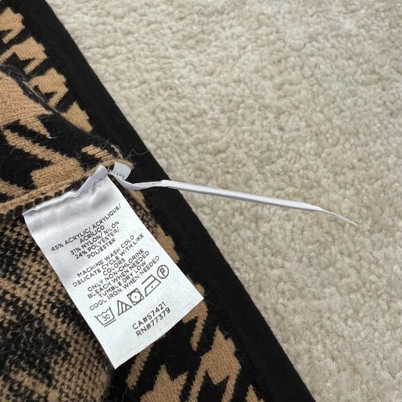 Ann Taylor Houndstooth Shawl Collar Long Cardigan Sweater Knit Jacket L - Picture 9 of 9